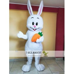 Easter Bunny White Whit Carrot Mascot Costume