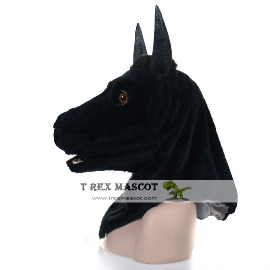 Realistic Black Bull Fursuit Head Mask Mascot Head