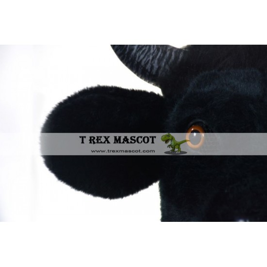 Realistic Black Bull Fursuit Head Mask Mascot Head