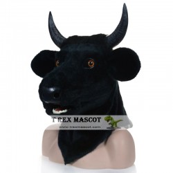 Realistic Black Bull Fursuit Head Mask Mascot Head