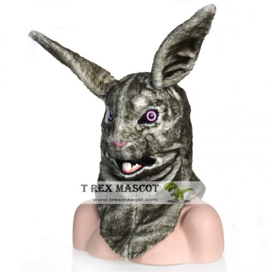 Realistic White Rabbit Fursuit Head Mask Mascot Head