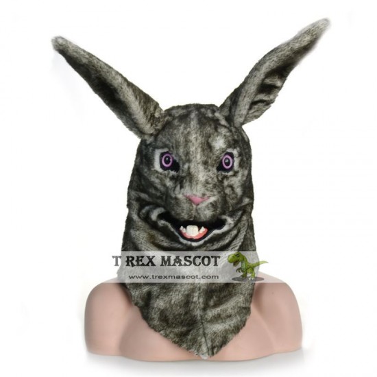 Realistic White Rabbit Fursuit Head Mask Mascot Head