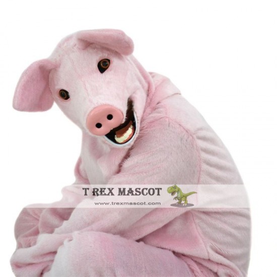 Realistic Pink Pig Fursuit Mascot Costume