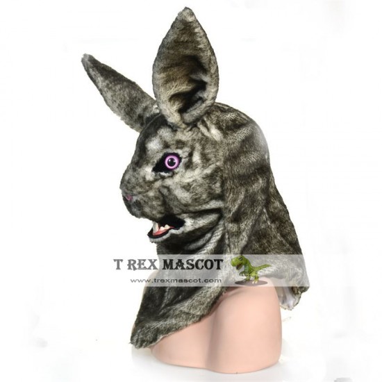 Realistic White Rabbit Fursuit Head Mask Mascot Head