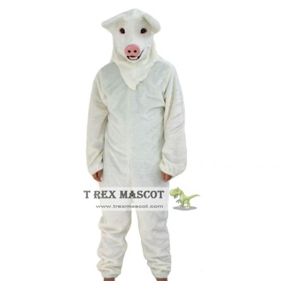 Realistic White Pig Fursuit Mascot Costume