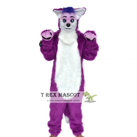 Realistic Purple Wolf Fursuit Mascot Costume