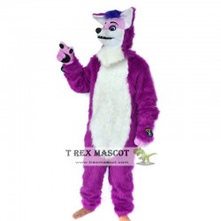 Realistic Purple Wolf Fursuit Mascot Costume