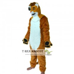 Realistic Brown Wolf Fursuit Mascot Costume