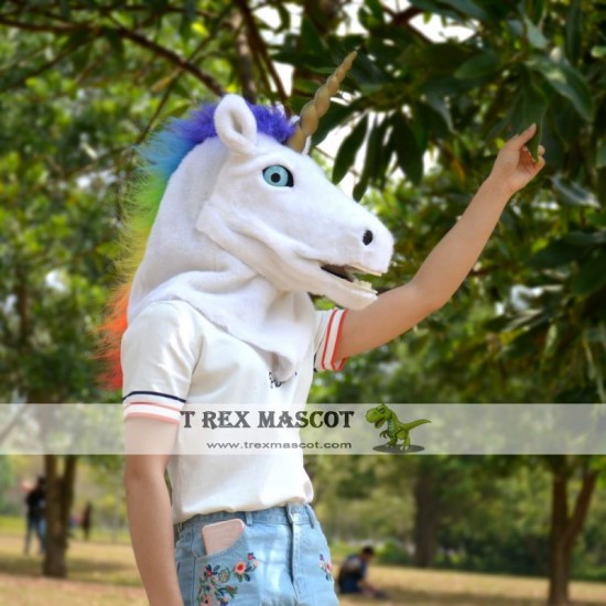 Realistic Unicorn Fursuit Head Mask Mascot Head
