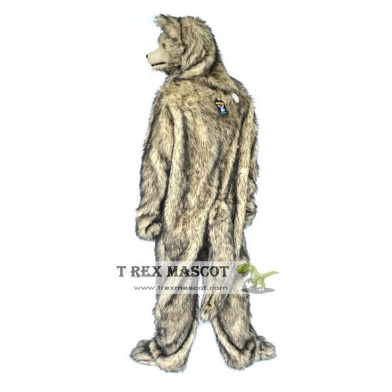 Realistic Grey Wolf Fursuit Mascot Costume