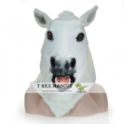 Realistic White Horse Fursuit Head Mask Mascot Head