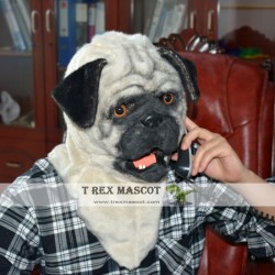 Realistic SharPei Dog Fursuit Head Mask Mascot Head