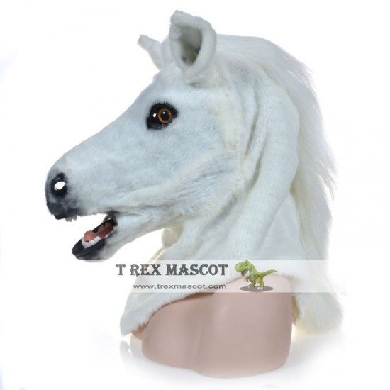 Realistic White Horse Fursuit Head Mask Mascot Head