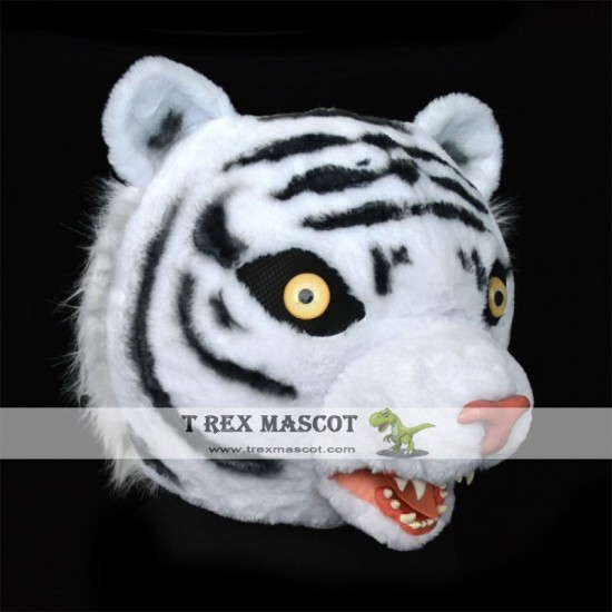 Realistic White Tiger Fursuit Head Mask Mascot Head