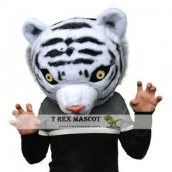 Realistic White Tiger Fursuit Head Mask Mascot Head