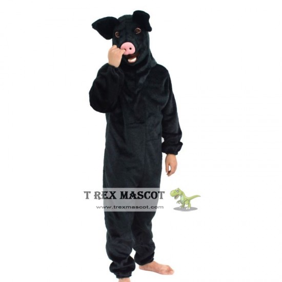 Realistic Black Pig Fursuit Mascot Costume