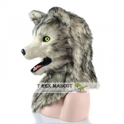 Realistic Grey Wolf Fursuit Head Mask Mascot Head