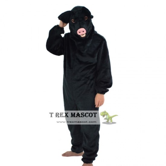 Realistic Black Pig Fursuit Mascot Costume