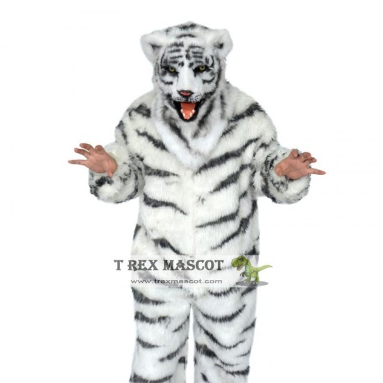 Realistic White Tiger Fursuit Mascot Costume