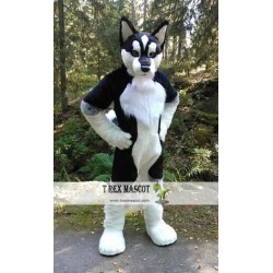 Black Wolf Husky Dog Fursuit Mascot Costume