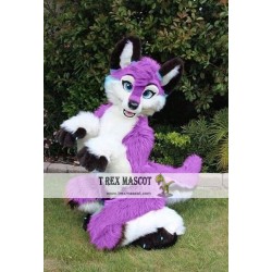Purple Dog Fox Fursuit Mascot Costume