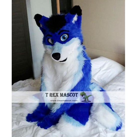 Blue Wolf Husky Dog Fursuit Mascot Costume