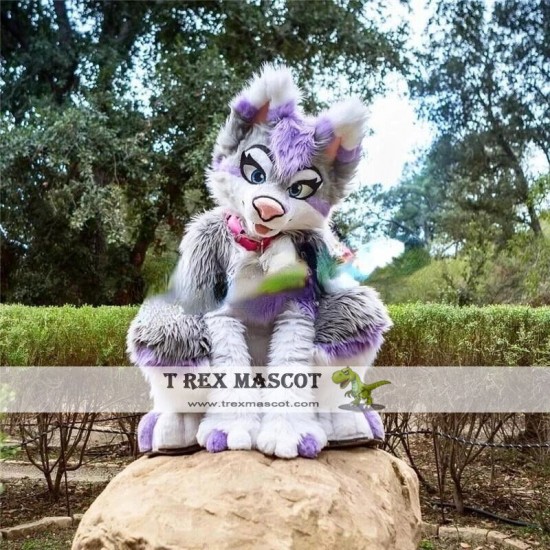 Grey Dog Fox Girl Fursuit Mascot Costume