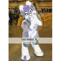 Grey Dog Fox Girl Fursuit Mascot Costume
