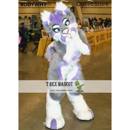 Grey Dog Fox Girl Fursuit Mascot Costume