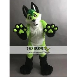 Green Wolf Husky Dog Fursuit Mascot Costume