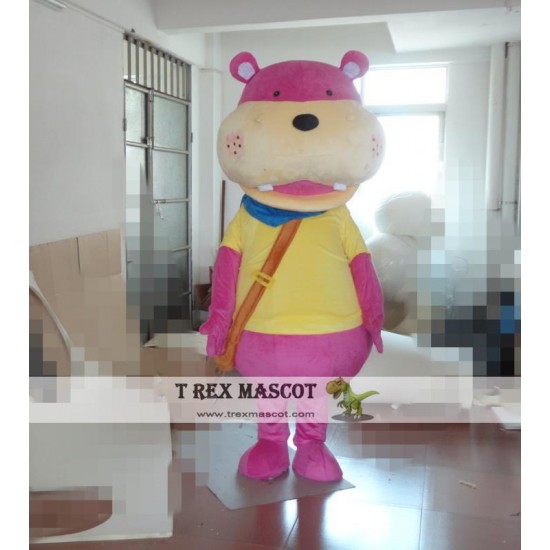 Pink Hippo Mascot Costume Pink Hippo Mascot Costume