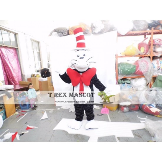 Animal Cat In The Hat Plush Adult Mascot Costume For Christmas Animal Cat In The Hat Plush Adult Mascot Costume For Christmas