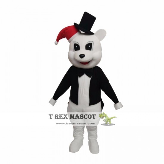 Animal White Bear Black Jacket Plush Adult Mascot Costume For Christmas Animal White Bear Black Jacket Plush Adult Mascot Costume For Christmas