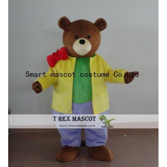 Adult Bear Costume In Yellow Shirt Bear Mascot Costume Adult Bear Costume In Yellow Shirt Bear Mascot Costume