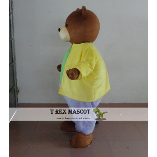 Adult Bear Costume In Yellow Shirt Bear Mascot Costume Adult Bear Costume In Yellow Shirt Bear Mascot Costume