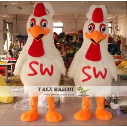 Rooster Costume Furry White Adult Rooster Mascot Costume