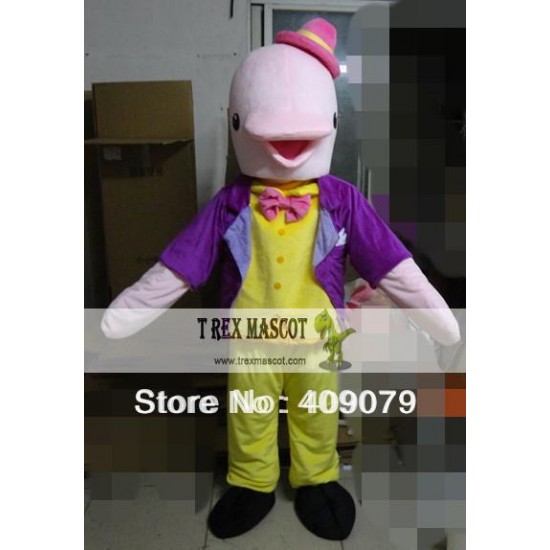 Plush Pink Abult Dolphin Mascot Costume Plush Pink Abult Dolphin Mascot Costume