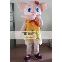 Yellow Beige Elephant Mascot Costume For Adults