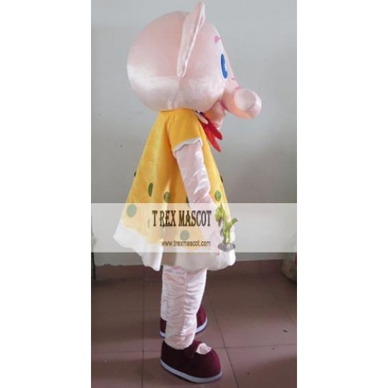 Yellow Beige Elephant Mascot Costume For Adults