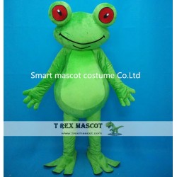 Animal Mascot Costume Green Frog Costume With Red Eyes For Adult