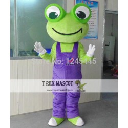Funny Adult Frog Mascot Costume With Purple Clothes