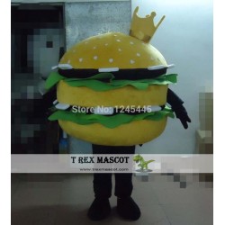 Crown Hamburger Mascot Costume With Vegetable For Adult