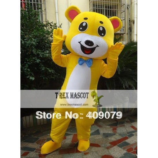 Yellow Teddy Bear Mascot Costume For Adult