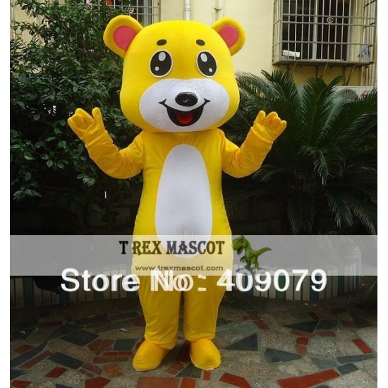 Yellow Teddy Bear Mascot Costume For Adult