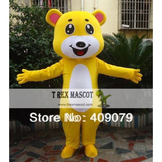 Yellow Teddy Bear Mascot Costume For Adult