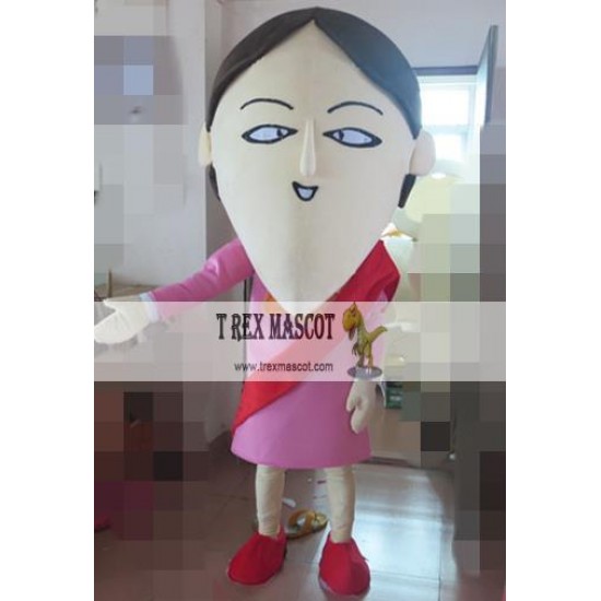 Adult Long Face Girl Mascot Costume Adult Long Face Girl Mascot Costume
