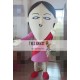 Adult Long Face Girl Mascot Costume Adult Long Face Girl Mascot Costume