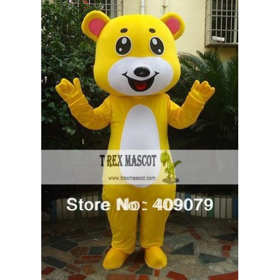 Yellow Teddy Bear Mascot Costume For Adult