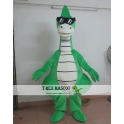 Adult Cool Green Dinosaur Mascot Costume With Sunglassess