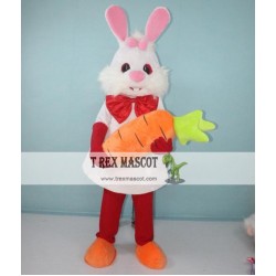 White Bunny Rabbit Easter Mascot Costume with Carrot